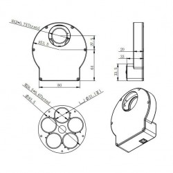 Dimensiones. Rueda Porta Filtros EFW-Mini 5 posiciones ZWO