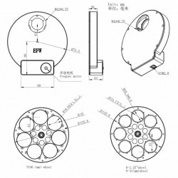 Dimensiones. Rueda de Filtros EFW 8 posiciones 31,75 mm ZWO