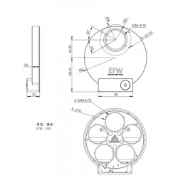 Dimensiones. Rueda de Filtros EFW 5 posiciones 50,8 mm ZWO