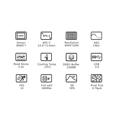 Características ASI 071 MC-Pro Color Refrigerada ZWO