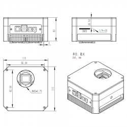 Dimensiones ASI 183GT Rueda Filtros ZWO